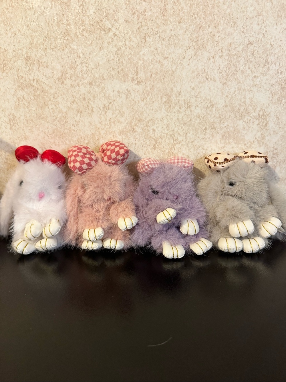 Plush Bunny Keychain - Assorted Pastel Colors 4 in Bundle NWOT